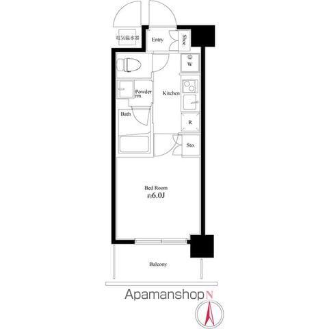 ハーモニーレジデンス武蔵小杉(1K/2階)の間取り写真