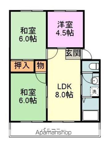 丸昭第2ビル(3LDK/2階)の間取り写真