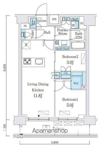 クインテット錦糸公園(2LDK/11階)の間取り写真