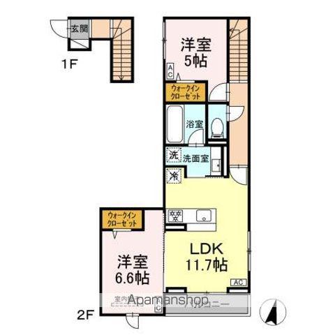 KOMFORTA(2LDK/2階)の間取り写真