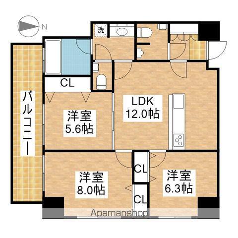 さくらHILLS NISHIKI PLATINUM RESIDE(3LDK/13階)の間取り写真