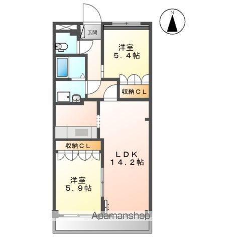 グランディス2(2LDK/2階)の間取り写真