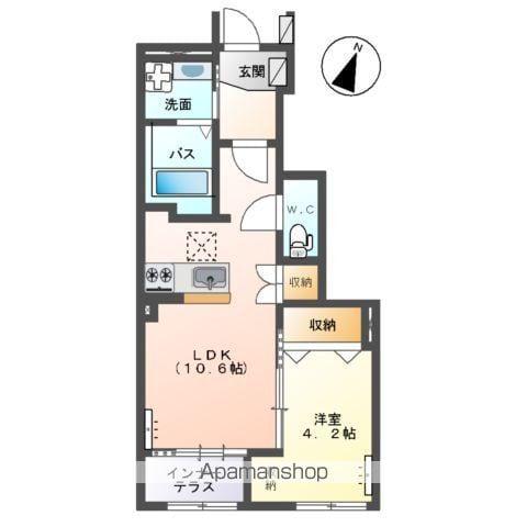 パレスコート トーケン(1LDK/1階)の間取り写真