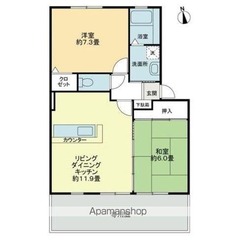 フォブール高松西(2LDK/1階)の間取り写真