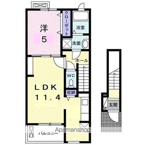 ルーベル上林 A(1LDK/2階)の間取り写真