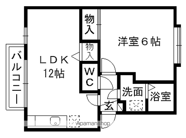 ウィルモア田迎(1LDK/2階)の間取り写真