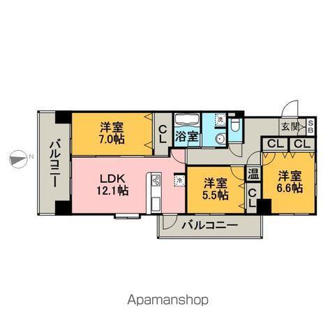 ヘスティア大濠(3LDK/11階)の間取り写真