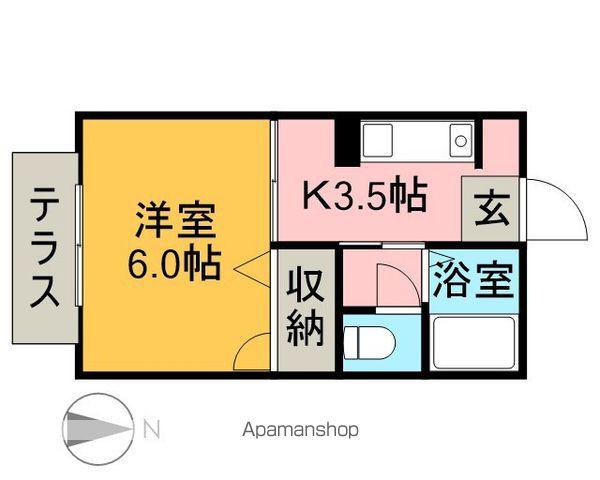 ワンブランチ(1K/1階)の間取り写真