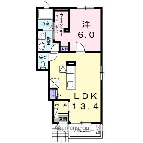 アルブィラージュ Ⅱ(1LDK/1階)の間取り写真