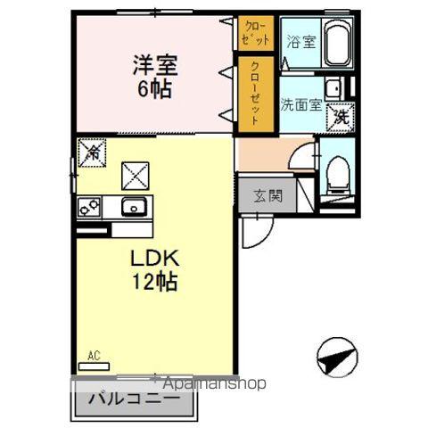 クロッシュ・デュ・ボヌールⅠ(1LDK/1階)の間取り写真
