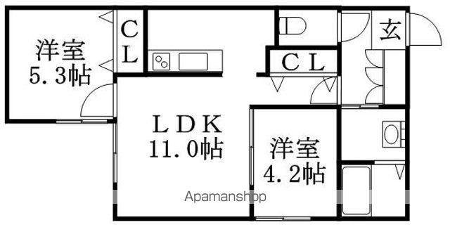 ヴェリタス南郷(2LDK/3階)の間取り写真