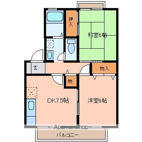 PARCROSETTE Ⅱ(2DK/2階)の間取り写真