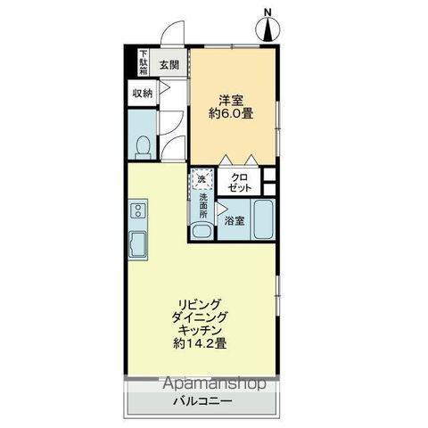 エバーグリーン(1LDK/1階)の間取り写真