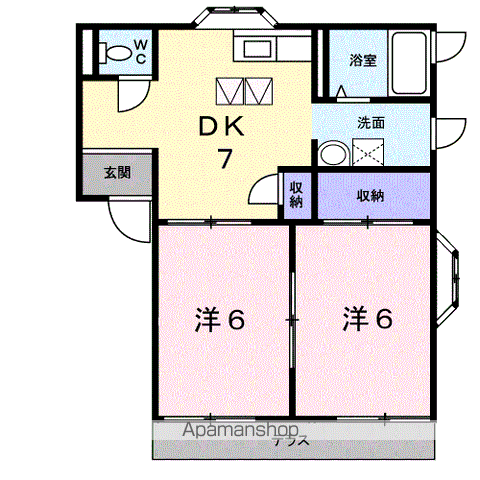 ラベニュー西中(2DK/1階)の間取り写真