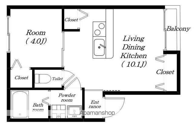 リベール東近江(1LDK/1階)の間取り写真