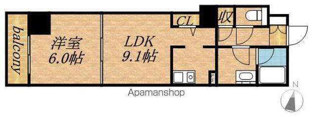 ビッグパレス南6条(1LDK/7階)の間取り写真