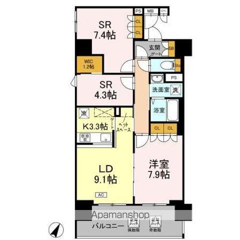 リーラ横浜川和町(1LDK/1階)の間取り写真