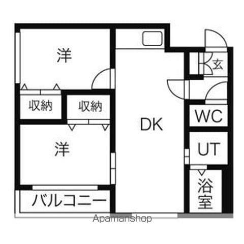 プロヴィデンス北円山(2DK/3階)の間取り写真