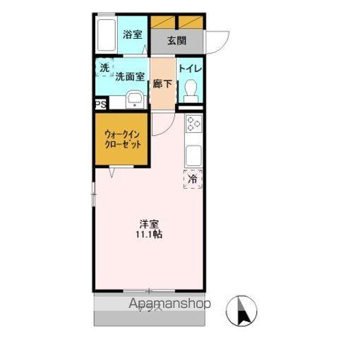 フロンティア F(ワンルーム/1階)の間取り写真