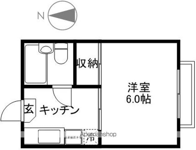 近江鉄道八日市線 八日市駅 バス乗車時間：13分 中小路バス停で下車 徒歩4分 2階建 築37年(1K/2階)の間取り写真