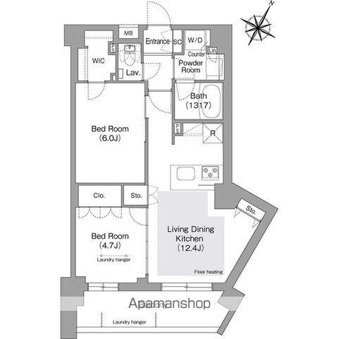 コンフォリア・リヴ文京護国寺(2LDK/B1階)の間取り写真