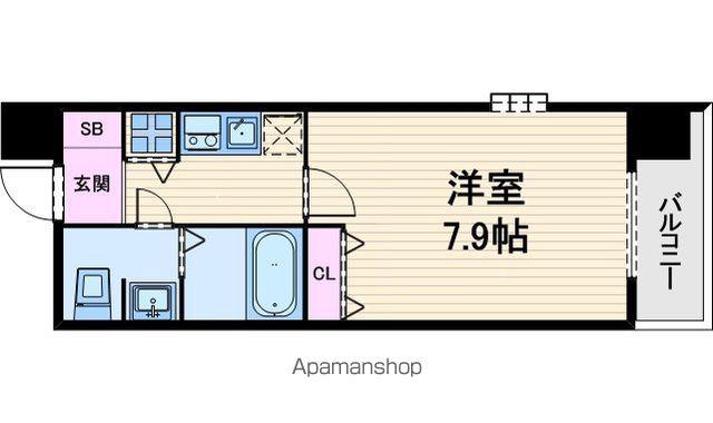クラウンハイム北心斎橋フラワーコート(1K/14階)の間取り写真