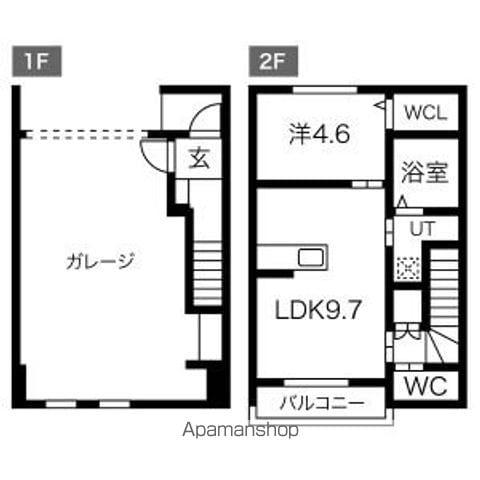 YMオートヴィラB棟(1LDK/1階)の間取り写真