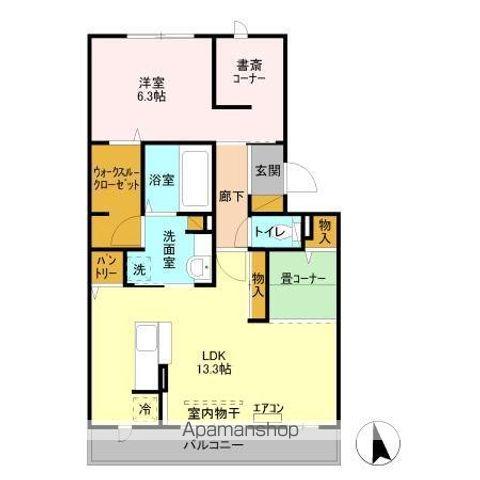 メゾン・ド・シャルール 壱番館(1LDK/2階)の間取り写真