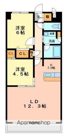 フェリーチェⅠ(2LDK/1階)の間取り写真