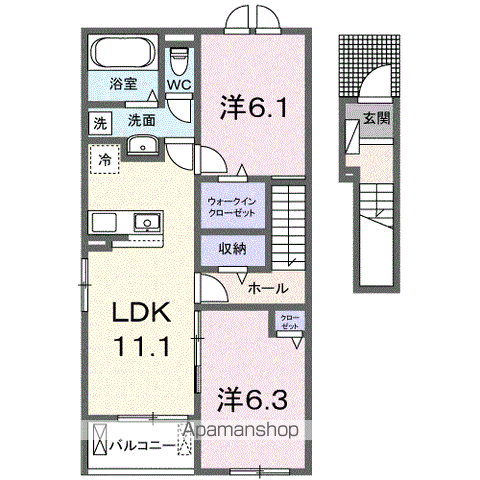 グリーンガーデン Ⅱ(2LDK/2階)の間取り写真