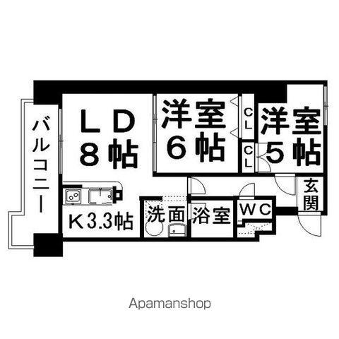 ソシオ山下通(2LDK/5階)の間取り写真