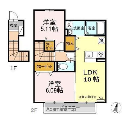 クレール湘南台Ⅴ A(2LDK/2階)の間取り写真