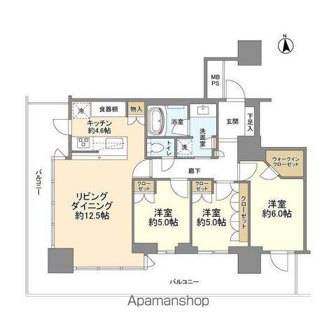 DAYONEタワー(3LDK/4階)の間取り写真