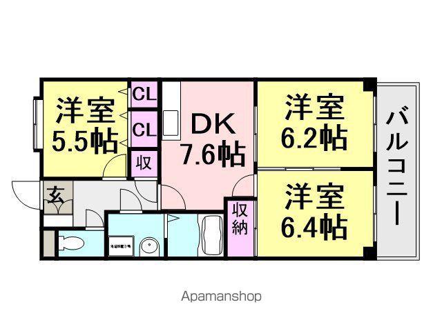 プリムローズコート(3LDK/1階)の間取り写真