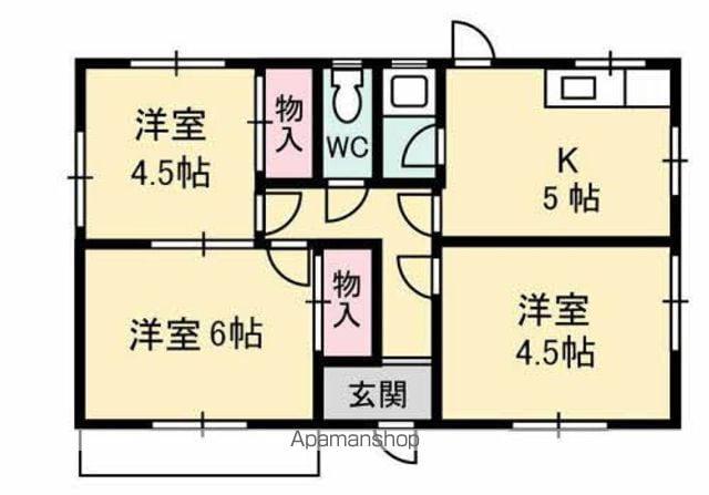 宇野線 常山駅 徒歩13分 1階建 築42年(3K)の間取り写真