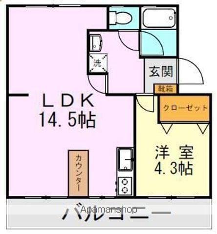 ピエーナ下南部(1LDK/2階)の間取り写真