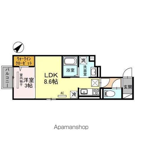 ピアコート原際(1LDK/1階)の間取り写真