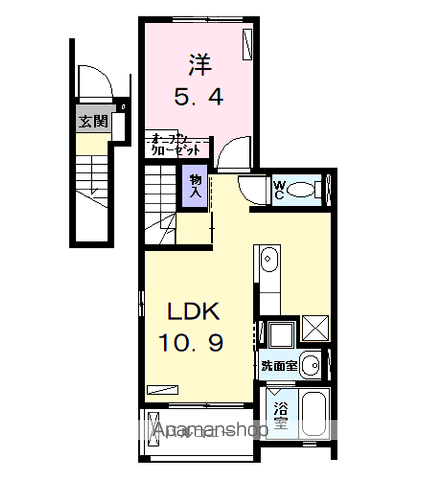 ブリッサ港西Ⅱ(1LDK/2階)の間取り写真