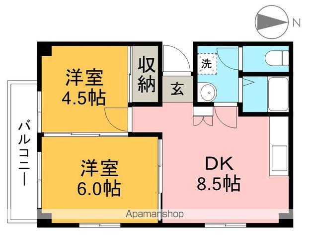メゾン内藤(2DK/4階)の間取り写真
