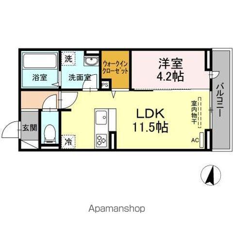 DーROOM城見町(1LDK/1階)の間取り写真