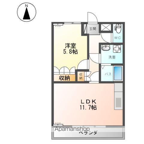 ステディア(1LDK/2階)の間取り写真