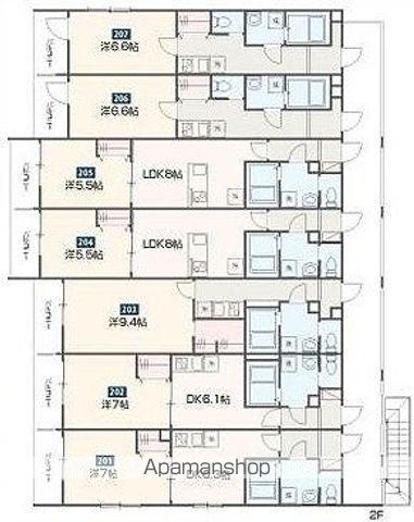 MELDIA福生Ⅲ(1LDK/2階)の間取り写真