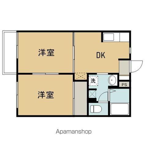 クレストコートB(2DK/2階)の間取り写真