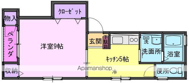 カルレⅢ(1K/2階)の間取り写真