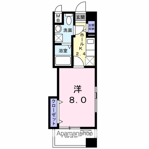セントマークス上諏訪(1K/4階)の間取り写真