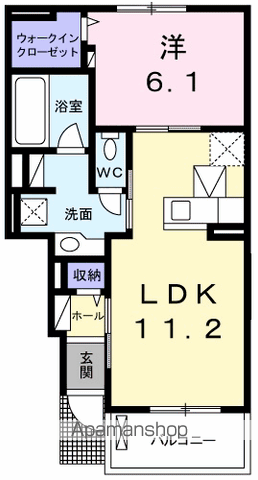 シエル・ノクターンⅠ(1LDK/1階)の間取り写真