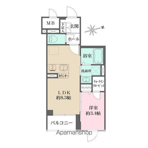 LA PERLA 桜新町(1LDK/3階)の間取り写真