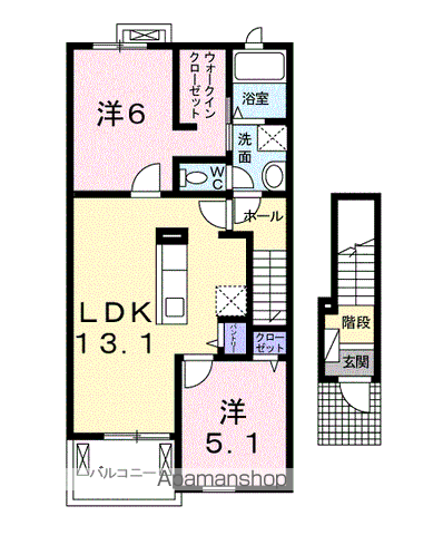 リアレーヴ(2LDK/2階)の間取り写真