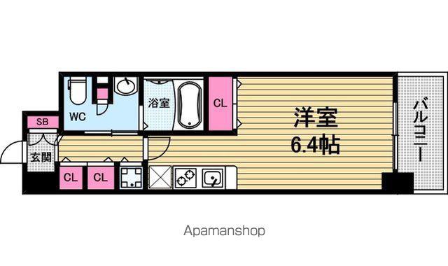 アーバネックス北浜(ワンルーム/3階)の間取り写真