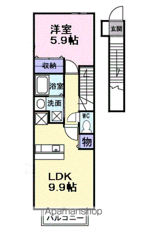 ビエント紫風Ⅳ(1LDK/2階)の間取り写真